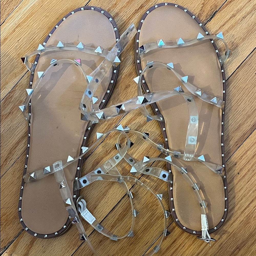 Studded Clear Strap Sandals